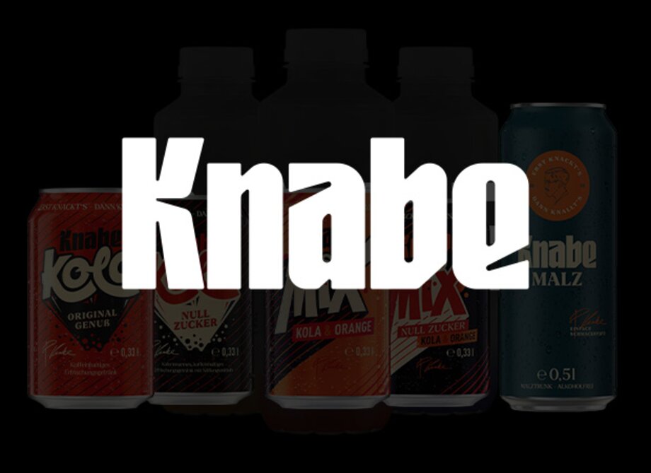 Knabe Produkte im Hintergrund, davor schwarze halbtransparente Fläche mit Knabe Logo.
